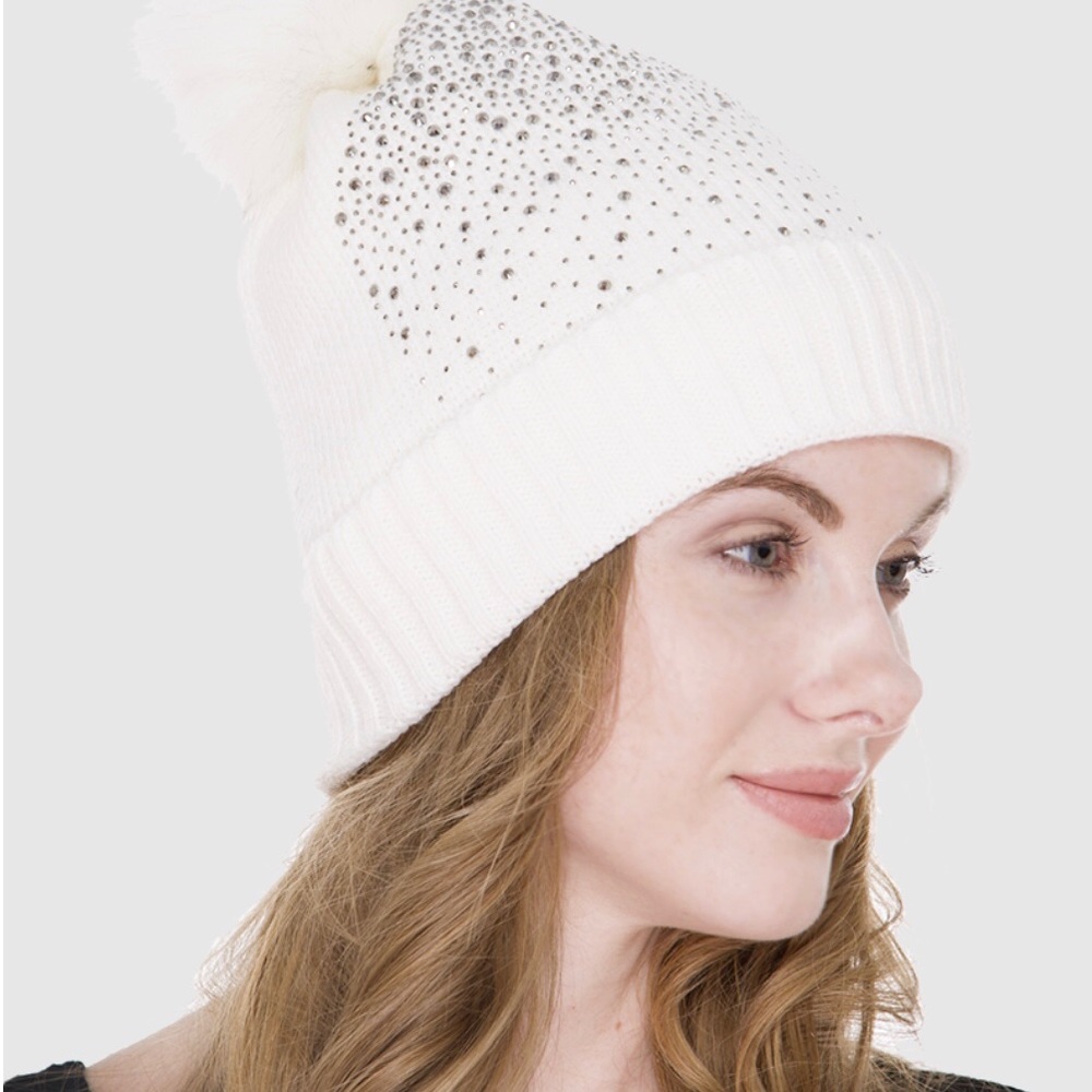 Sherpa Lined Bling Knitted Beanie - Picture 2 of 5